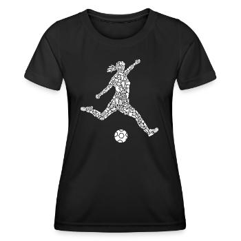Fußball Spielerin Symbole Mädchen Fußballspielerin - Frauen Funktions-T-Shirt - Schwarz - Vorne - AI Model Female 172 light (172cm)