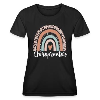 Chiropraktiker Regenbogenleopard Lustiger Chiropraktiker - Frauen Funktions-T-Shirt - Schwarz - Vorne - AI Model Female 172 light (172cm)