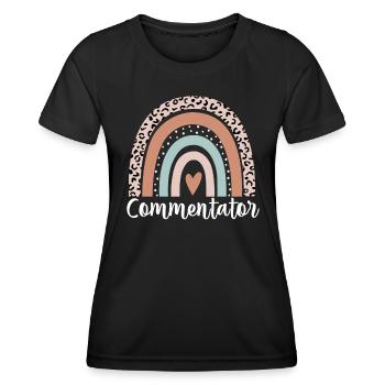 Commentator Rainbow Leopard Funny Commentator - Women's Functional T-Shirt - black - Front - AI Model Female 172 light (172cm)