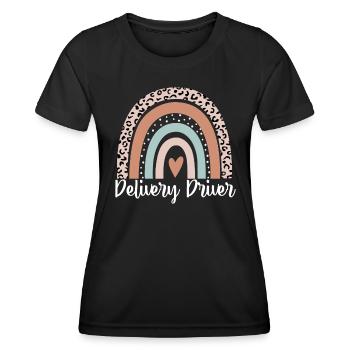 Lieferung Fahrer Regenbogen Leopard Lustige Lieferung - Frauen Funktions-T-Shirt - Schwarz - Vorne - AI Model Female 172 light (172cm)