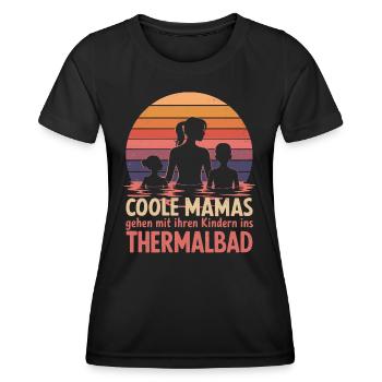 Mama und Kinder, Junge und Mädchen Thermalbad - Frauen Funktions-T-Shirt - Schwarz - Vorne - AI Model Female 172 light (172cm)