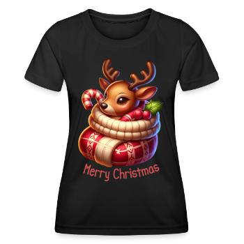 Cadeau de Saint-Nicolas Renne sucré - T-shirt sport Femme - noir - Devant - AI Model Female 172 light (172cm)