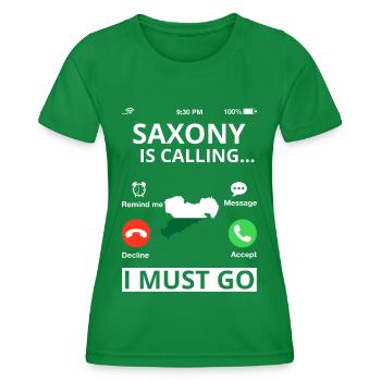 Sachsen Flagge Sächsische Fahne Ossi Urlaub SN - Frauen Funktions-T-Shirt - Kelly Green - Vorne - AI Model Female 172 dark (172cm)