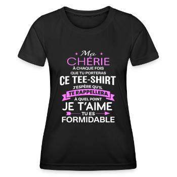 Ma chérie je t'aime tu es formidable cadeau couple - T-shirt sport Femme - noir - Devant - AI Model Female 172 light (172cm)