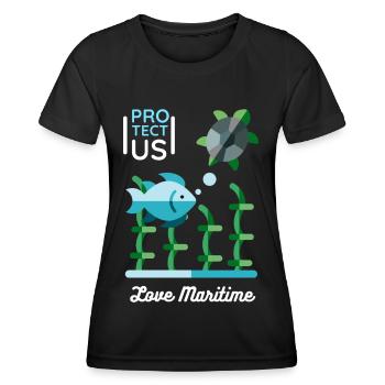 Tortues de mer et poissons, conservation de la nature - T-shirt sport Femme - noir - Devant - AI Model Female 172 light (172cm)