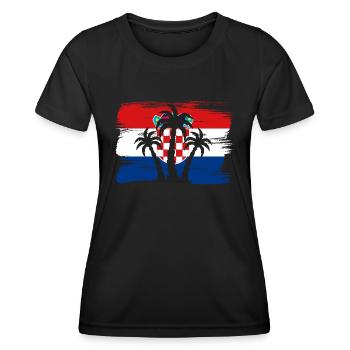 Kroatien Flagge Adria Zagreb Kroatische Fahne - Frauen Funktions-T-Shirt - Schwarz - Vorne - AI Model Female 172 light (172cm)