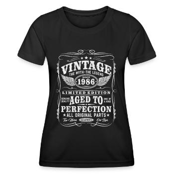 Vintage, 1986, Vintage, Cadeau d’anniversaire - T-shirt sport Femme - noir - Devant - AI Model Female 172 light (172cm)