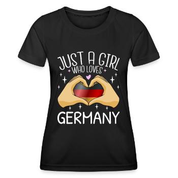 Allemagne Drapeau Allemand Drapeau Juste un cœur de fille - T-shirt sport Femme - noir - Devant - AI Model Female 172 light (172cm)