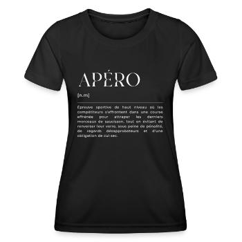Apéro: Définition Drôle - Cadeau Amusant - T-shirt sport Femme - noir - Devant - AI Model Female 172 light (172cm)