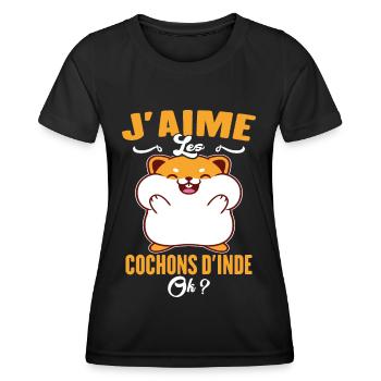J'aime Les Cochons D'Inde - T-shirt sport Femme - noir - Devant - AI Model Female 172 light (172cm)