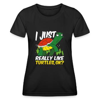 Just Really Love Turtles Turtle Lover - Women's Functional T-Shirt - black - Front - AI Model Female 172 light (172cm)