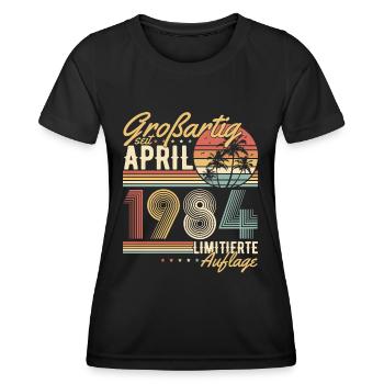 Great Since April 1984 Vintage Birthday - Women's Functional T-Shirt - black - Front - AI Model Female 172 light (172cm)