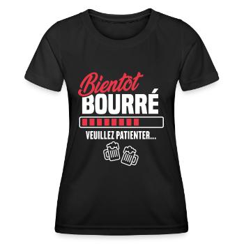 Bientôt bourré veuillez patienter - T-shirt sport Femme - noir - Devant - AI Model Female 172 light (172cm)
