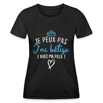 Je peux pas j ai bêtise avec ma fille - T-shirt sport Femme - noir - Devant - AI Model Female 172 light (172cm)