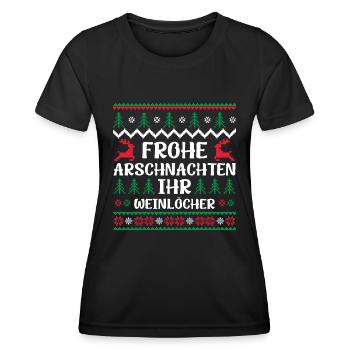 Happy ass nights you wine holes - Women's Functional T-Shirt - black - Front - AI Model Female 172 light (172cm)