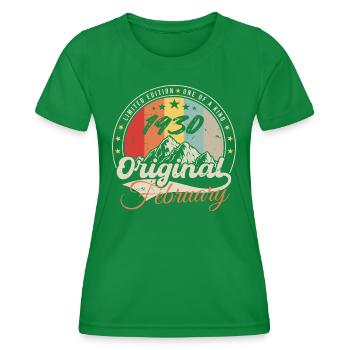 Birthday Gift February 1930 Vintage 94 Years - Women's Functional T-Shirt - kelly green - Front - AI Model Female 172 dark (172cm)