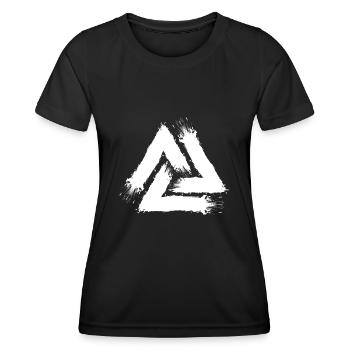 Valknut Symbole Blanc Brosse Nouveau - T-shirt sport Femme - noir - Devant - AI Model Female 172 light (172cm)