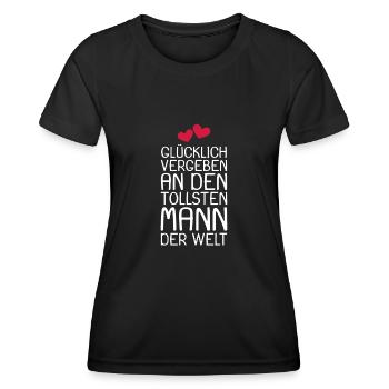 Glücklich vergeben - Frauen Funktions-T-Shirt - Schwarz - Vorne - AI Model Female 172 light (172cm)