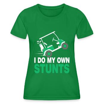 Golfwagen Stunt Golfer Golfspieler - Frauen Funktions-T-Shirt - Kelly Green - Vorne - AI Model Female 172 dark (172cm)
