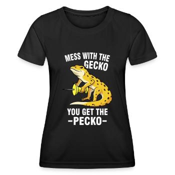 Gecko Meme - Frauen Funktions-T-Shirt - Schwarz - Vorne - AI Model Female 172 light (172cm)