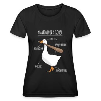 Anatomie d’un mème d’oie - T-shirt sport Femme - noir - Devant - AI Model Female 172 light (172cm)