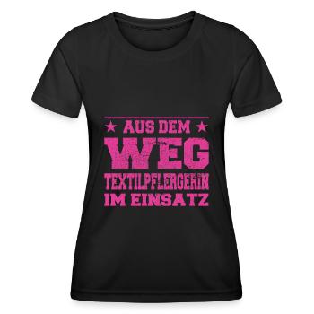 Out of the Way Textile Nurse in Action Design - Women's Functional T-Shirt - black - Front - AI Model Female 172 light (172cm)