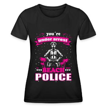 Conception de la police de plage pour les femmes en vacances - T-shirt sport Femme - noir - Devant - AI Model Female 172 light (172cm)