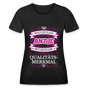 Caractéristique de qualité Antje tout simplement une tenue de première classe - T-shirt sport Femme - noir - Devant - AI Model Female 172 light (172cm)