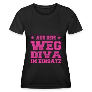Aus dem Weg Diva im Einsatz Design - Frauen Funktions-T-Shirt - Schwarz - Vorne - AI Model Female 172 light (172cm)
