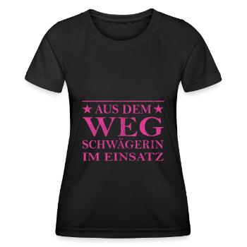 Aus dem Weg Schwägerin im Einsatz Design - Frauen Funktions-T-Shirt - Schwarz - Vorne - AI Model Female 172 light (172cm)