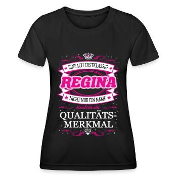 Caractéristique de qualité Regina tout simplement de première classe - T-shirt sport Femme - noir - Devant - AI Model Female 172 light (172cm)