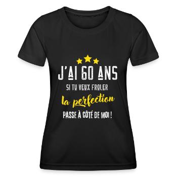 J'ai 60 ans cadeau anniversaire 60 ans humour - T-shirt sport Femme - noir - Devant - AI Model Female 172 light (172cm)