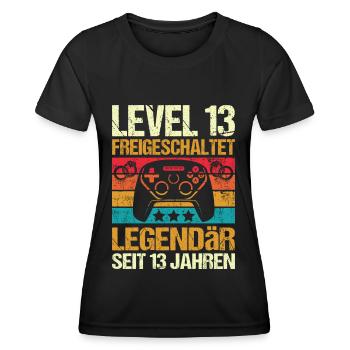 Veilchenhochzeit 13 jahre Hochzeitstag Ehemann - Frauen Funktions-T-Shirt - Schwarz - Vorne - AI Model Female 172 light (172cm)
