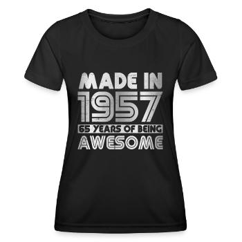65 ans né en 1957 Retro Vintage - T-shirt sport Femme - noir - Devant - AI Model Female 172 light (172cm)