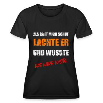 ALS GOTT MICH SCHUF WUSSTE ER DAS WIRD LUSTIG - Frauen Funktions-T-Shirt - Schwarz - Vorne - AI Model Female 172 light (172cm)