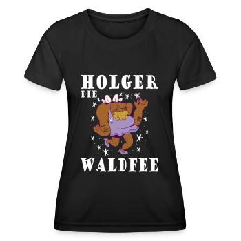 Holger die Waldfee lustiges Namensdesign - Frauen Funktions-T-Shirt - Schwarz - Vorne - AI Model Female 172 light (172cm)
