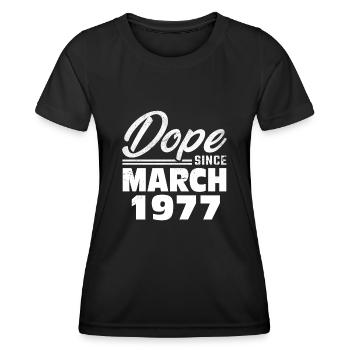 46ème anniversaire Mars Millésime 1977 Millésime - T-shirt sport Femme - noir - Devant - AI Model Female 172 light (172cm)