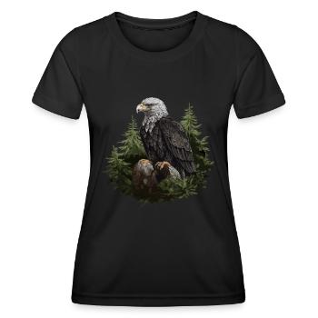 Forêt animale d’aigle à tête blanche - T-shirt sport Femme - noir - Devant - AI Model Female 172 light (172cm)
