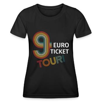 9 Euro Ticket Touri Neun Euro Urlaub 2022 - Frauen Funktions-T-Shirt - Schwarz - Vorne - AI Model Female 172 light (172cm)