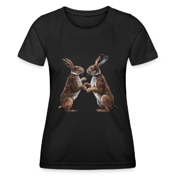 Hase Kaninchen Boxend - Frauen Funktions-T-Shirt - Schwarz - Vorne - AI Model Female 172 light (172cm)