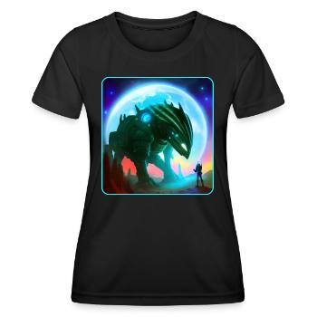 Astronaute et machine extraterrestre - T-shirt sport Femme - noir - Devant - AI Model Female 172 light (172cm)