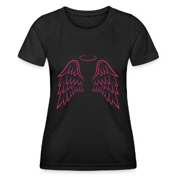 Engelsflügel in rosa - Frauen Funktions-T-Shirt - Schwarz - Vorne - AI Model Female 172 light (172cm)