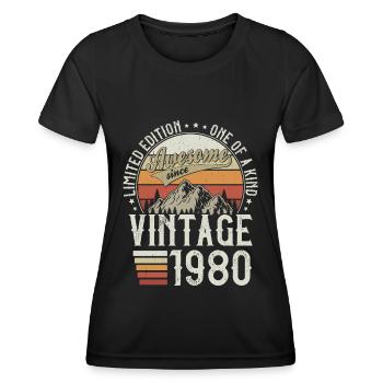 1980 Vintage Born Cadeau d’anniversaire - T-shirt sport Femme - noir - Devant - AI Model Female 172 light (172cm)