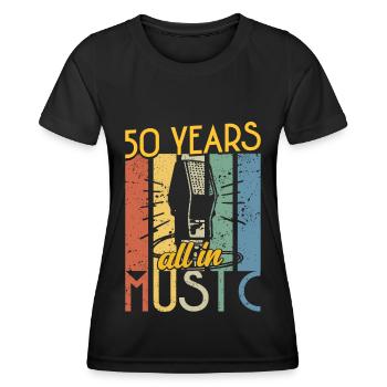 Vintage-Musiker 1974 50-jähriges Jubiläum - Frauen Funktions-T-Shirt - Schwarz - Vorne - AI Model Female 172 light (172cm)