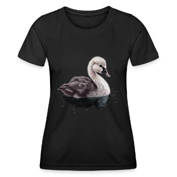Bébé cygne Oiseau Poussin - T-shirt sport Femme - noir - Devant - AI Model Female 172 light (172cm)