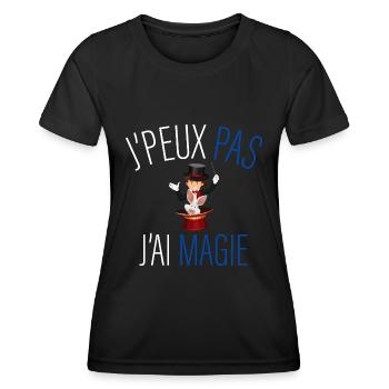 j peux pas j ai magie - cadeau anniversaire magie - T-shirt sport Femme - noir - Devant - AI Model Female 172 light (172cm)