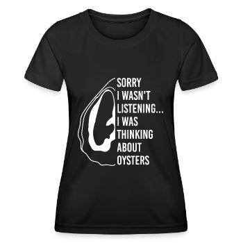 Pensez aux huîtres et au vin Délicieux fruits de - T-shirt sport Femme - noir - Devant - AI Model Female 172 light (172cm)