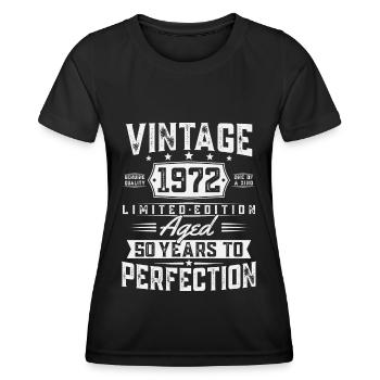 50 birthday Vintage born in 1972 - Women's Functional T-Shirt - black - Front - AI Model Female 172 light (172cm)