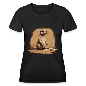 Erdmännchen Baby Mangusten Afrika - Frauen Funktions-T-Shirt - Schwarz - Vorne - AI Model Female 172 light (172cm)