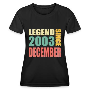 20ème anniversaire décembre millésime 2003 - T-shirt sport Femme - noir - Devant - AI Model Female 172 light (172cm)